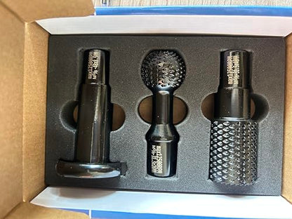 3pcs DIY Wood Carving and Deburring Tools Sphere Rotary Burrs with 5/8"-11 Thread for 4 1/2 and 5" Angle Grinder, Safe Carbon Steel Electric Grinder Bits Accessories for Wood Grinding Reaming Grooving