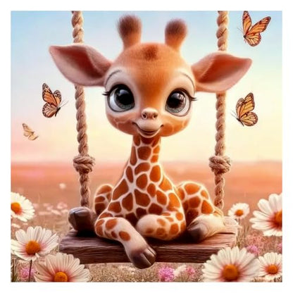 AMORARS 5D Diamond Painting Kit for Adults, Giraffe Swing Diamond Art Beginners - DIY Full Diamond Dot Animal Gem Art Paintings, Suitable Gifts, and Home Decoration Crafts, 12x12Inch