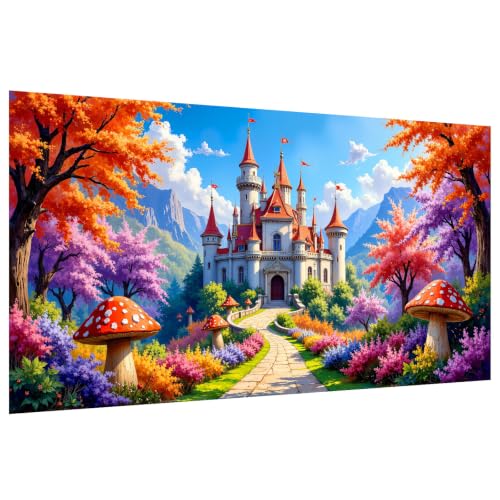 YOYA Large Diamond Art Kits for Adults, Castle 5D Large Diamond Painting | Diamond Painting Kits Full Drill, Round Drill, HD Canvas, Fun and Relaxing, Gem Art, Home Wall Decor, Gifts, 27.5x15.7 Inch - color: Castle 500