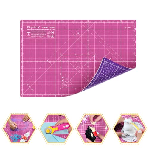 Self Healing Cutting Mat A3 12"x 18" Double Sided Pink Mat - color: Pink, size: A3 (12" x 18")