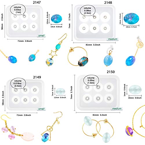 Beads Resin Molds with Hole for Gemstone Cabochon Jewelry Casting 14-Count