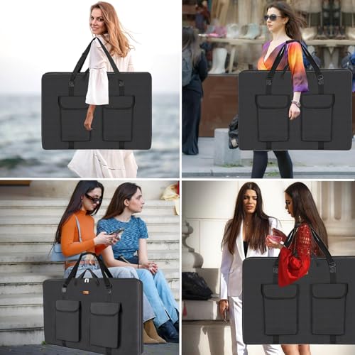 TreochtFUN Hard Side Art Portfolio Bag 24 X 36, Upgrade With Metal Frame | Heavy Duty Art Carrying Rigid Case,Sturdy Fabric For Artwork, Advertising,Canvas,Boards,Screen Monitors & Displays (Black)