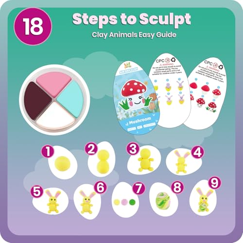 Air Dry Clay Kits,18 Animals Modeling Magic Clay for Kids, DIY Model Magic Clays,18 Set Molding Clays, Ultra Light, Soft & Non-Sticky, Arts and Crafts Gift for Kids