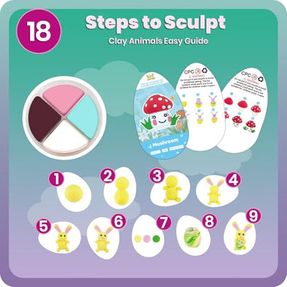Air Dry Clay Kits,18 Animals Modeling Magic Clay for Kids, DIY Model Magic Clays,18 Set Molding Clays, Ultra Light, Soft & Non-Sticky, Arts and Crafts Gift for Kids