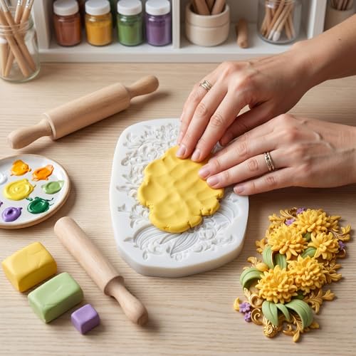 Chrysanthemum Flower Polymer Clay Molds Chrysanthemum Silicone Mold - color: Style W