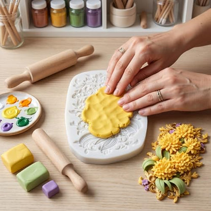 Chrysanthemum Flower Polymer Clay Molds Chrysanthemum Silicone Mold - color: Style W