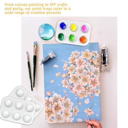 100PCS Paint Tray Palettes Plastic Paint Pallets Watercolor Palette Painting Tray for Painting Party, DIY Craft and Art Painting