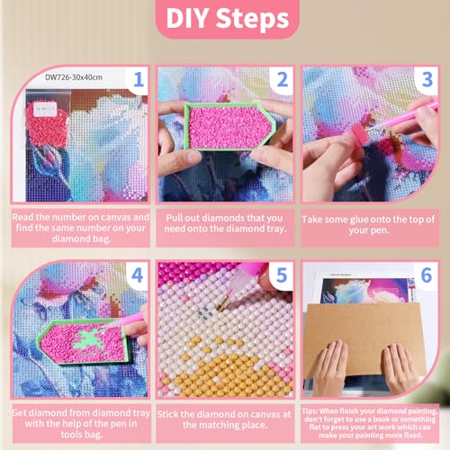 12"x16" Large Diamond Art Kit for Adults: Elegant Rose Flower Round Drill Painting - 5D Full Drill Diamond Art Flowers Beginner DIY Craft with Extra 30% Diamonds (Red and Blue Roses) - color: Dreamy Blue Rose
