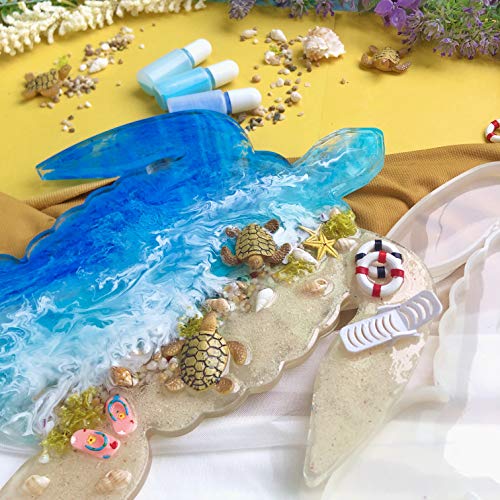 Epoxy Resin Silicone Tray Molds Turtle Whale Anchor for Serving Board, Platter, Wall Hanging, Concrete, Cement, Polymer Clay 3-in-Set Extra Large Length 12.5inch - color: Turtle Whale Anchor Shapes Boards (Set of 3)