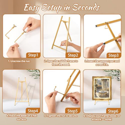 2 Pack Metal Easel Stand 16.5" H x 8.7" W x 4.3" D Table Top Easel Stand for Display Tripod Art Picture Mirror Modern Plate Holder for Display Photo, Book, Wedding Sign, Menu Board, Canvas