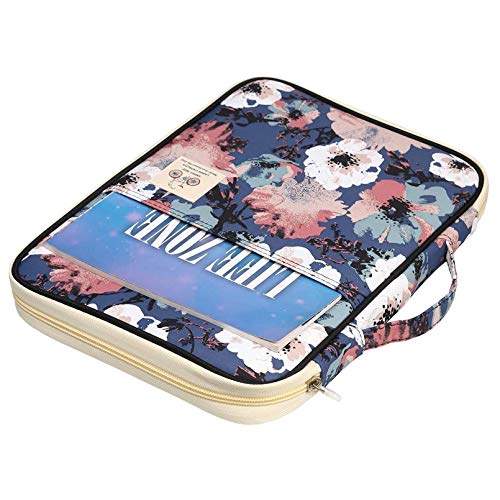 JAKAGO Travel Portfolio Organizer Waterproof A4 Document Bag Multifunctional Travel Note Pouch Zippered Case for Notebook, Ipad, Journals, Sketch Books (Flower) - color: Flower