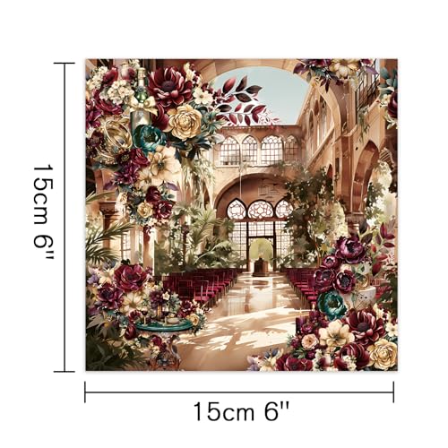 Scrapbook Paper, 24 Sheets 6"×6" 160gsm Single-Sided Patterned Cardstock - color: 24 sheets-garden wedding
