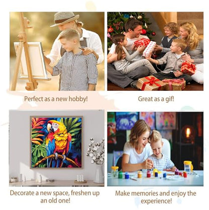 Artunion Framed Paint by Numbers Kit for Adults Beginners & Kids Ages 8-12,Colorful Parrot Paint by Number with Frame,Bird Paint by Numbers Kit on Canvas 10 * 10 Inch Without Easel - color: ZXT-271-F