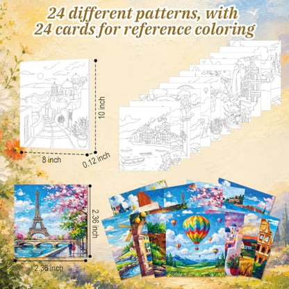 Sherr 12 Pcs Pre Drawn Canvas for Adults,Natural Scenery,8 x 10 Inch - size: 8 x 10 Inch, style: Natural Scenery,
