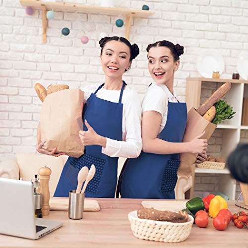 Blue Aprons Bulk for Women Girls with 2 Pockets-Chef Restaurant Kitchen Plain Aprons, Art Artist Painting Cooking Grilling Kitchen Apron (16, Dark Blue-16pcs) - color: Blue
