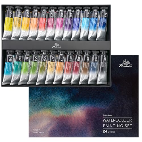 PHOENIX Professional Watercolor Paint Set - 24 Colors x 14ml / 0.47 Fl oz. Watercolor Tubes Set, Water Color Painting Set for Artists - color: 24 Colors, size: 0.47 Fl Oz (Pack of 24)