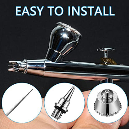 21 Pieces Airbrush Nozzle Cap Kit Airbrush Needle Replacement Parts Airbrush Needles with Wrench and Airbrush Cleaning Kit Replacement Part for Airbrush Sprayer Accessories, 0.2/0.3/0.5 mm