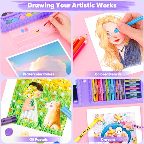 iBayam 149-Pack Drawing Kit Cute School Preppy Stuff Art Supplies, Ages 4+ - color: Purple