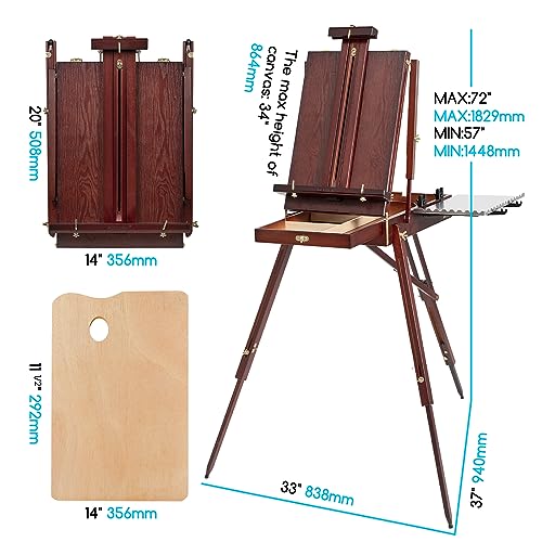 MEEDEN French Easel, Plein Air Easel, Art Easels for Painting Adult, Travel Easels,Portable Artist Easle for Outdoor Painting, Sketching, Display