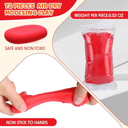 VioraWhite 72 Pcs 38oz Air Dry Clay Bulk Modeling Clay,Red - color: Red