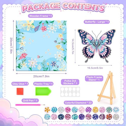 Crafts for Kids Age 8-12, Girls Birthday Gifts, Butterfly Diamond Painting - style: Blue