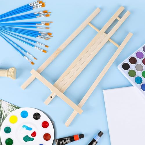 Qatalitic Set of 10 Wooden Easel, 12 Inches Display Easel Stand, H Frame Tabletop Stand for Painting Canvases, Art & Crafts, Business Card Display and Photo Sign Holder