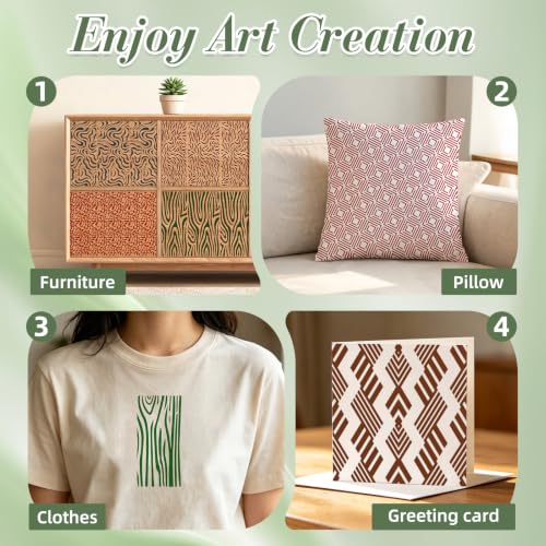 Geometric Texture Stencils for Crafts Reusable 16Pcs Stencils(8.6X4.1 inch) - color: Texture 21