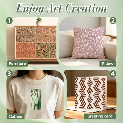 Geometric Texture Stencils for Crafts Reusable 16Pcs Stencils(8.6X4.1 inch) - color: Texture 21