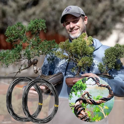 Bonsai Wire 2 Roll Black 1.5mm Aluminum Bonsai Training Wire for Fine Trunk | 2 Roll 65 Feet Total