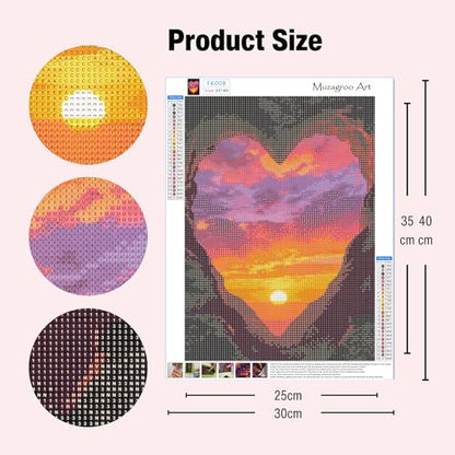 Muzagroo Art 5D Diamond Paintings Kits for Adults Round Full Drill Sunset Diamonds Art Kits for Beginners Diamond Art Paintings Gem Art Kits Diamond Dots Kits 30x40cm (Sunset) - color: Red Sunset
