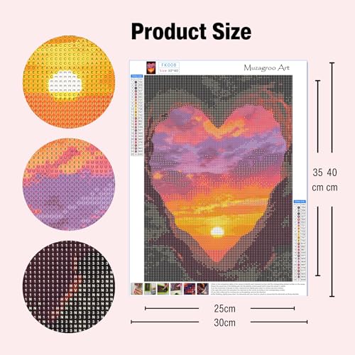 Muzagroo Art 5D Diamond Paintings Kits for Adults Round Full Drill Sunset Diamonds Art Kits for Beginners Diamond Art Paintings Gem Art Kits Diamond Dots Kits 30x40cm (Sunset) - color: Red Sunset