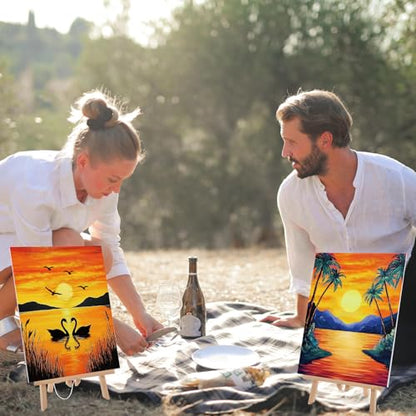 Sherr 24 Pcs Pre Drawn Canvas for Painting Adult Pre Printed Canvas Bulk Sip and Paint Kit Stretched Panels Paint Set for Theme Valentine Painting Night Party Favor(Scenery,8 x 10 Inch) - size: 8 x 10 Inch, style: Scenery