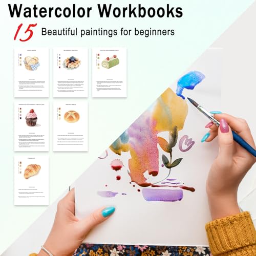 Watercolor Workbooks Baking, 15 Beautiful Paintings for Water Color Book Adult, Watercolor Coloring Book for Beginners, Watercolor Workbook for Adults Teens (Without Palette, Baking) - color: Baking, size: without palette