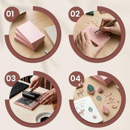 LINSIRON 4 Pcs Linoleum Blocks for Printmaking Supplies, 4"x6" Pink Rubber - size: 4"x6" 4Pack