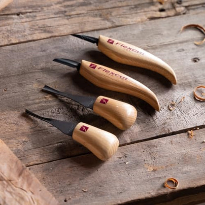 Flexcut Wood Carving Tools| Beginner Palm & Knife Set | 1095 High Carbon Steel Blades| Ergonomic Ashwood Handles | KN600 | Made in the U.S.A. - style: Beginner Palm & Knife Set