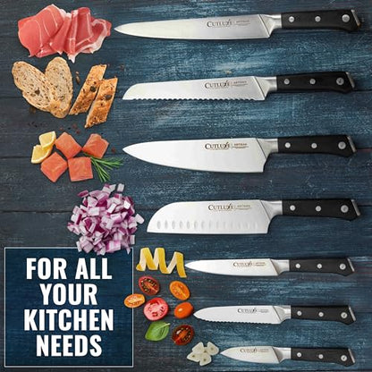 Cutluxe Chef Knife Set, 7-Piece Kitchen Knives – Razor Sharp German Steel | Professional Full Tang Blades with Ergonomic Handles – Artisan Series, Forged High Carbon - size: 7 Pcs Knife Set