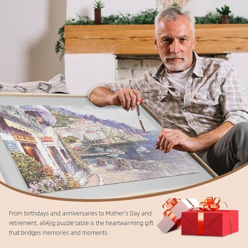 ALL4JIG 1500 Pieces 2-in-1 Tilting&Rotating Puzzle Board for Adults,24.53" x 33.19" Wooden Jigsaw Puzzle Table with 4 Drawers,Portable Board with Lazy Susan and Cover,with a Table Easel-Style Tilt - size: Medium-1500pcs