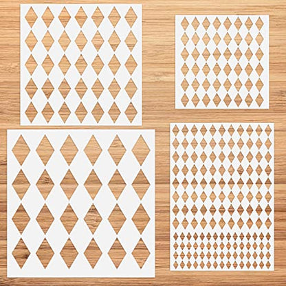 Polka Dots Harlequin Checks Twinkle Star Stencils,4 Pack Assorted Sizes Reusable Plastic Templates Making DIY Craft Painting on Wood Furniture Pillows,Tile (Style 1:Harlequin Stencils) - style: Style 1:Harlequin Stencils