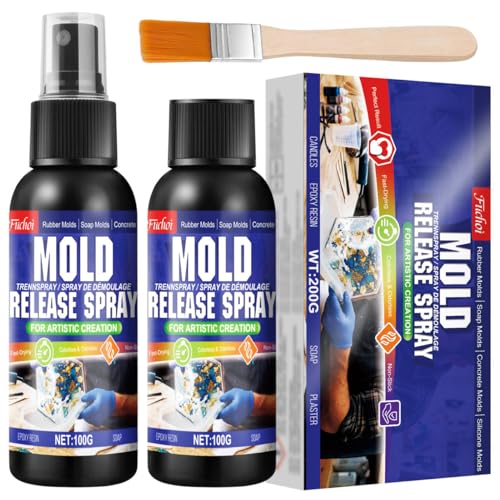 Silicone Mold Release Spray - 7oz Fast-Drying Non-Stick Water Based Mold Release Agent, Promotes Mold Longevity, for Epoxy Resin, Candle, Soap, Plaster, Plastic & Silicone Molds