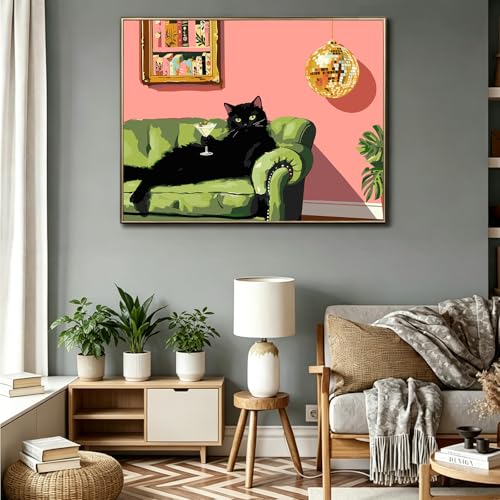 PHANTASYART Black Cat Paint by Numbers Kit for Adults 16x20inch - color: Black Cat, size: 16x20inch