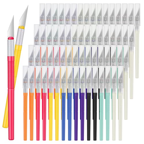 64 Pack Exacto Knife Set, Exacto Knives Bulk, Precision Craft Knife, Craft Knife for Paper, Wood, Cardboard, Plastic, Stencil, Art, Clay, Hobby Knife with Exacto Knife Blades