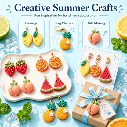 10Pcs Fruit Clay Cutters for Earrings, Summer Polymer Clay Molds | Fresh Fruit Shapes For Creating Summer Earrings, Charms, Pendants, And Handmade Clay Accessories - color: Fruit