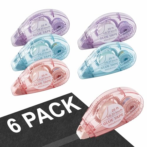 MARCADORUS Double Sided Tape Roller, Scrapbook Tape Runner, 156 Ft Total | 6-Pack_26Ft x 0.31In Glue Tape Roller, Adhesive for Photos, Journaling, Card Making, Paper Crafts & Scrapbooking Supplies - size: 26 Ft x 0.31 In : 6 Pack