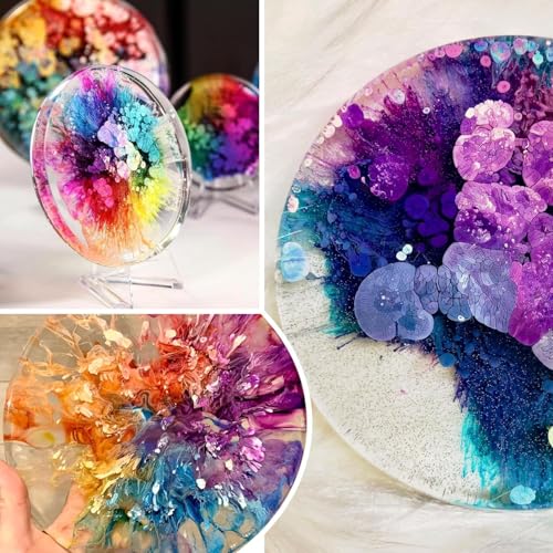 Alcohol Ink Set - 15 Colors Alcohol Inks for Resin, Highly Concentrated Alcohol Based Ink Epoxy Resin Dye, Alcohol Inks for Painting, Glass, Tumbler Making, Petri Dish, Coaster - 0.35oz Each