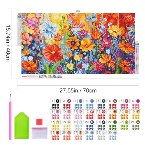 JOOZ Diamond Painting Kits for Adults - DIY 5D Large Diamond Art Kits for Adults Flowers, Full Drill Diamond Art Flowers Kit, Gem Art Kits for Home Wall Decor (27.5 X 15.7 Inch) - color: Flower-008