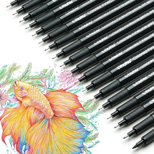 Ohuhu Colored Fineliner Pens 18 Pack and Ohuhu Art Sketchbook