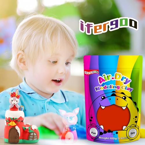 ifergoo 100g Red Air Dry Clay, 3.5oz DIY Creative Modeling Clay for Kids | Refill Foam Magic Clay for School Art & Craft Project, Slime Supplies, Ultra-light & Soft, Gift for Age 3-12 Boys & Girls - color: Red/100g