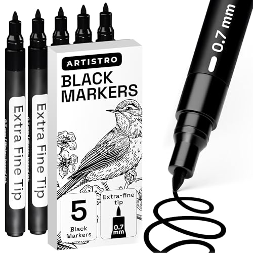 ARTISTRO Black Paint Pens - Extra-Fine Tips - Set of 5 - color: Black