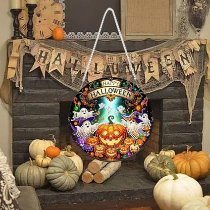 RYMILIE Halloween Diamond Art Kits for Adults Ghost Pumpkin 8x8inch - color: DP04131