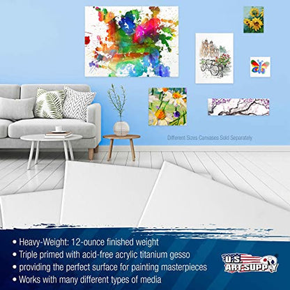 U.S. Art Supply 30 x 40 inch Stretched Canvas 12-Ounce Triple Primed, 3-Pack - Professional Artist Quality White Blank 3/4" Profile, 100% Cotton, Heavy-Weight Gesso - Acrylic Pouring, Oil Painting - size: 30" x 40"